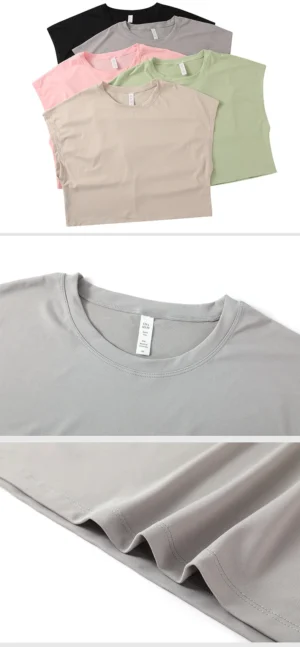 Women's quick drying loose sports short sleeved T-shirt comfortable sweat absorbing running clothes yoga fitness top - Image 7