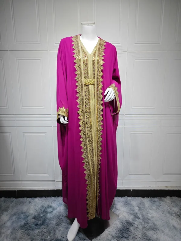 Femme Musulmane Vestidos Pearl Beads Abaya for Women Dubai Cape Evening Party Dress Muslim Kaftan Turkey Robe Eid Djellaba Gown - Image 6