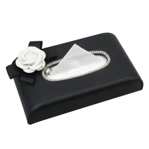 Diamond Flower Car Tissue Box Block Type Crystal Leather Auto Tissue Paper Holder for Styling Home Office Car Accessories - Image 6