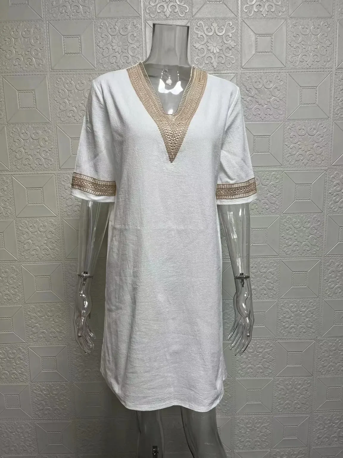 New solid color V-neck mid-sleeved elegant dress - Image 6