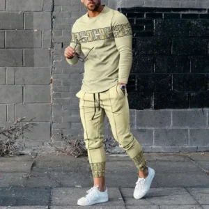 Men's Long Sleeve T-shirts and Pants Two Piece Black White Classical 3D Printed Men's Sets Casual Suit nike tech fleece - Image 7