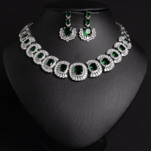 Super beautiful retro ladies jewellery popping necklace earrings zirconia accessories set party evening wedding gift M-351 - Image 4