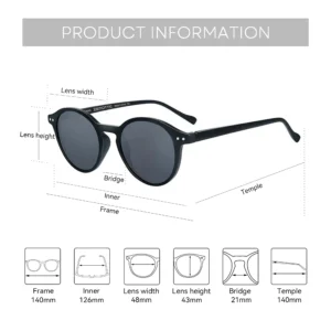 ZENOTTIC (S Size) Retro Circular Polarized Sunglasses 2024 2025 Men Women Vintage Small Round Sun Glasses UV400 Goggles Shades - Image 5
