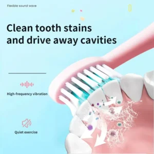 Children Electric Toothbrush Cartoon Kids With Replacement Head Ultrasonic IPX7 Waterproof Rechargeable Sonic Toothbrush - Image 4
