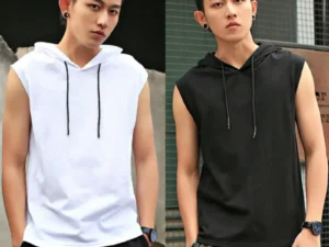 2024 Summer New Men's Fashion Sportswear Gym Fitness Jogging Hooded Sleeveless T-shirt Loose Large Comfortable Top
