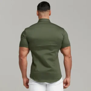 Summer Fashion Super Slim Fit Short Sleeve Shirts Men Classic Casual Dress Shirt Male Hipster Relaxed Luxe Formal Shirt - Image 6
