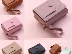 Four Seasons Women's Short Wallet Zipper Tower Buckle Zero Wallet Girl Student Handheld Bag Solid Color Simple Versatile Fashion