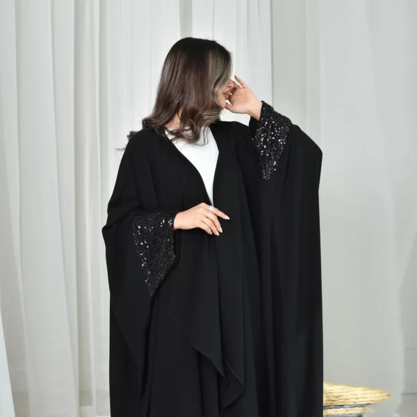 Ramadan Sequin Open Abayas for Women Muslim Dress Islam Jalabiya Eid Djellaba Kebaya Turkey Kaftan Kimono Cardigan Arabic Robe - Image 4