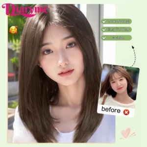 Short Straight Synthetic Wig Women's Long Hair Forehead Lace Bangs Clavicle Hair Middle-part Lace Front Wig Female Lolita Wigs - Image 7