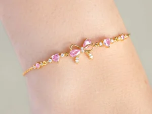 Instagram Style Cute and Sweet Bracelet Love Zircon Butterfly Festival Bracelet Women's Valentine's Day Gift Jewelry