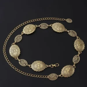 Metal Chain Belt for Women Cowgirl Western Country Chain Belts Adjustable Concho Belt for Sweaters Dresses Jeans - Image 6