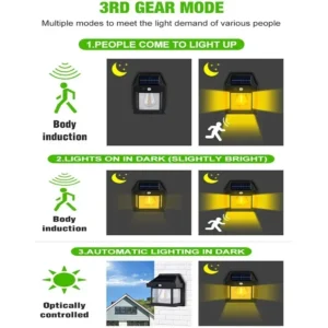 Solar-Powered Waterproof Outdoor Wall Light with Motion Sensor Tungsten Filament Garden Yard Decoration LED Lamp 3 Modes 1-4Pcs - Image 5