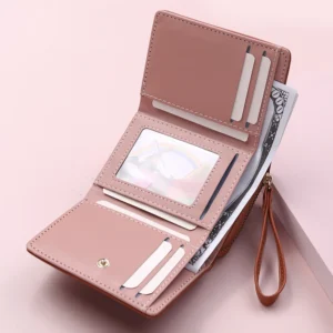 Four Seasons Women's Short Wallet Zipper Tower Buckle Zero Wallet Girl Student Handheld Bag Solid Color Simple Versatile Fashion - Image 5
