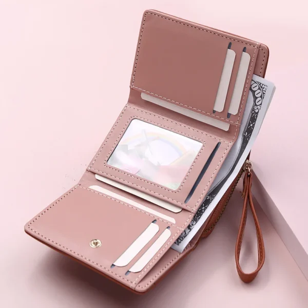 Four Seasons Women's Short Wallet Zipper Tower Buckle Zero Wallet Girl Student Handheld Bag Solid Color Simple Versatile Fashion - Image 5