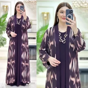 Jalabiya Eid Abayas Dress Set Kaftan Turkey Caftan Robe 2 Piece Kaftan Muslim Women Abaya Party Dresses Ramadan Elegant - Image 4