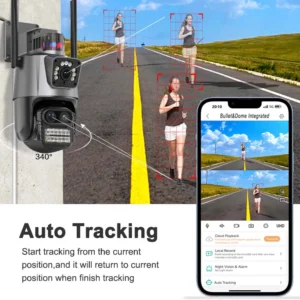 9MP WiFi Camera Outdoor8X Zoom Security Camera 4K Video Surveillance Three Lens Dual Screen PTZ ICsee Alexa NVR Security CCTV - Image 6