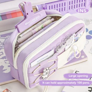 2025 Large Capacity Pencil Case Cute Niche Stationery Box Multi-layer Drawstring Design Student Supplies Korean Stationery - Image 3