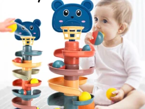 2-7 Layes Track Rolling Ball Pile Tower Early Educational Toy for Babies Rotating Track Educational Stacking Toy for Kids Gift