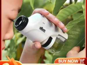 Mini Pocket Microscope Handheld Microscope Kit Battery Powered Microscope With Lab LED Light 60X-120X Biological Kids Science