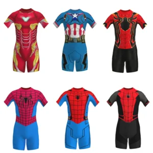 Spiderman Children Swimwear Cosplay Far From Home/The Amazing/Iron Man Boys Girls Beachwear Surfing Swimsuit Bathing Set Wetsuit