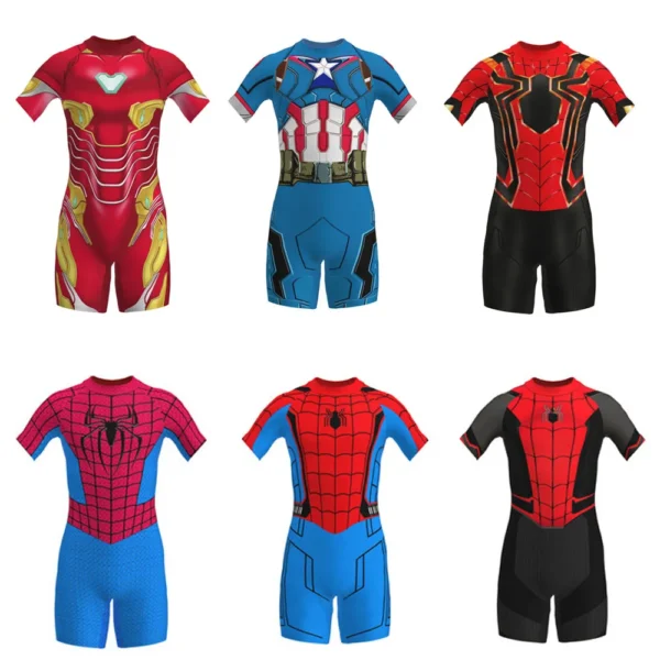 Spiderman Children Swimwear Cosplay Far From Home/The Amazing/Iron Man Boys Girls Beachwear Surfing Swimsuit Bathing Set Wetsuit