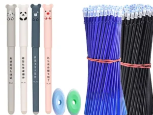 4+2+20 Pcs/Set Kawaii Erasable Gel Pens 0.35mm Waterproof Blue/Black/Red Gel Ink Stationery School supplies for Office Student