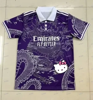 2025 Limited Edition Hello Kitty Dragon Pattern Football Jersey Short Sleeve Casual Men's Women Street Oversize Unisex Polo Tops - Image 4
