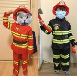 Children Fireman Cosplay Costume Boys Girls Halloween Carnival Party Sam Fireman Uniform Workwear Christmas Gift - Image 3