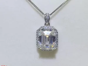 5 Carat Emerald Cut Moissanite Pendant Necklace s925 Silver Moissanita Plate Pt950 Neck Chain Jewellery Pass Diamond Test GRA