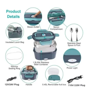 Electric Lunch Box Food Heater Portable Food Warmer Lunchbox for Car Home Leak proof 2 Compartments 110V 220V Pot - Image 7