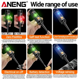 ANENG B15 Induction Teste Pen Highlight Color Light Professional AC Voltage Detection Electrician Screwdriver Testing Tools - Image 5