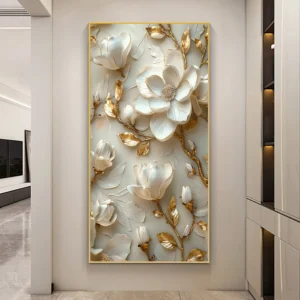 Vintage White Flower Canvas Painting Retro Magnolia Flower Wall Arts Lily Floral Posters Prints Home Porch Wall Decor No Frame - Image 5
