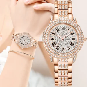 Casual Elegant All-Star Women's Quartz Watch Shiny Fine Zircon Mechanical Lady Wristwatches Fashion Folding Watches Buckle Watch - Image 3