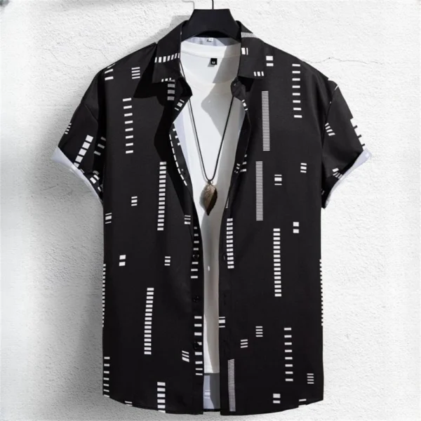 Simple Men's Shirts 3d Patchwork Printing High-Quality Men's Clothing Short Sleeve Beach Party Hawaiian Shirts - Image 5