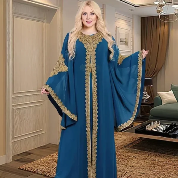 Kaftan Dubai Abaya Turkey Muslim Chiffon Maxi Dress Islam Clothing Elegant African Dresses for Women Boubou Robe Djellaba Femme - Image 4