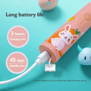 Children Electric Toothbrush Cartoon Kids With Replacement Head Ultrasonic IPX7 Waterproof Rechargeable Sonic Toothbrush - Image 6