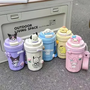 480ML Sanrio Hello Kitty Thermos 304 Stainless Steel Insulated Cup Cute Kuromi Doll Water Bottle Cinnamoroll Children Girls Gift