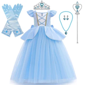 Children Dreamy Girls Cinderella Cosplay Costume Princess Ball Gown Kids Sequin Mesh Disguise Dress For Carnival Birthday Party - Image 3