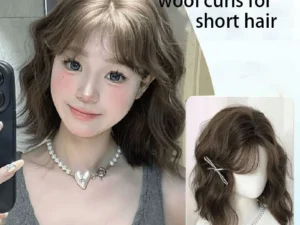 Wig women's full head covering, korean cute short hair, egg roll hairstyle, simulated human hair, natural high skull top short c