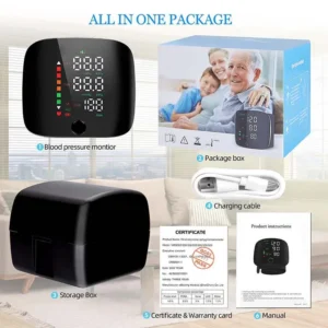 New LED Wrist Blood Pressure Monitor Rechargeable English Voice Broadcast Sphygmomanometer Tonometer BP Monitor - Image 6
