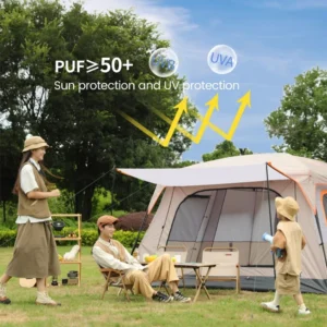 10 Person Camping Tent, Waterproof Windproof Sun Protection, 210D Oxford Fabric, 3 Season, Lightweight, 2 Room 1 Living Room - Image 7