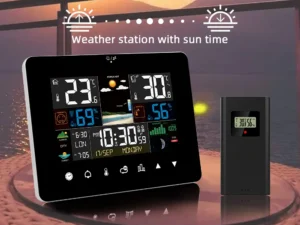 Multifunction Weather Station Alarm Clock Thermometer Hygrometer Touch Screen Wireless Sensor Sunrise Sunset Hygrothermograph