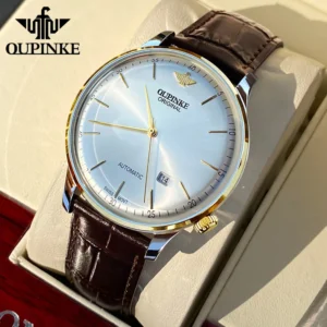 OUPINKE 3269 Swiss Automatic Man Watch Genuine Leather Strap Ultra Thin 7.33 Mechanical Watch High Quality Luxury Men's Watches - Image 4