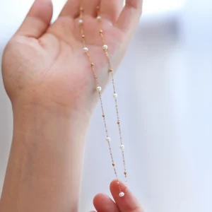 Real 18K Gold Natural Freshwater Pearl Necklace Solid Small Ball Golden Jewelry Genuine AU750 For Women Fine Gift x0004 - Image 6