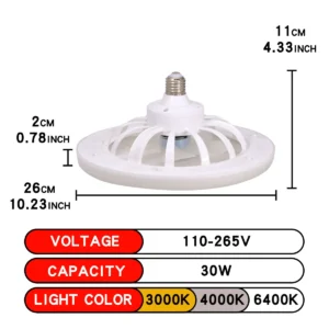 LED Ceiling Fan Light E27 With Remote Control Dimming 3-speed Ddjustable Wind Speed Suitable for Living Room Study Bathroom - Image 7