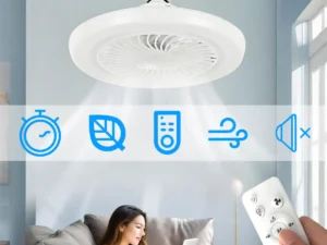 LED Ceiling Fan Light E27 With Remote Control Dimming 3-speed Ddjustable Wind Speed Suitable for Living Room Study Bathroom