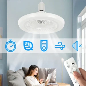 LED Ceiling Fan Light E27 With Remote Control Dimming 3-speed Ddjustable Wind Speed Suitable for Living Room Study Bathroom