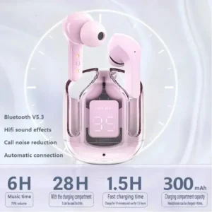HK3 TWS Bluetooth wireless earbuds, HIFI transparent earbuds, LED power supply digital display stereo,suitable for Xiaomi iPhone - Image 4