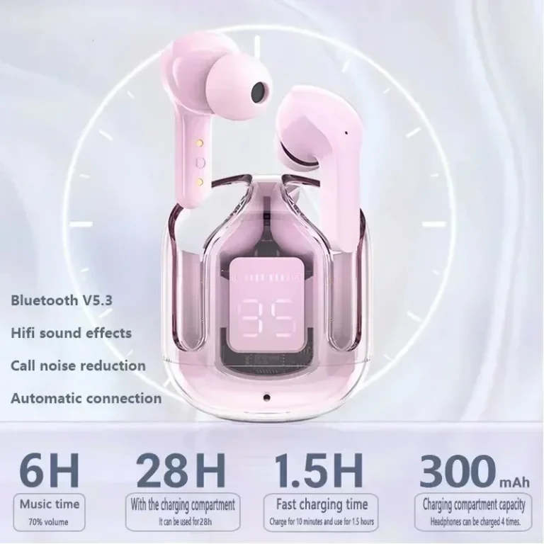HK3 TWS Bluetooth wireless earbuds, HIFI transparent earbuds, LED power supply digital display stereo,suitable for Xiaomi iPhone - Image 4