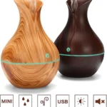 USB Electric Air Humidifier 130ML Mini Wood Grain Aroma Diffuser Essential Oil Aromatherapy Cool Mist Maker With LED For Home